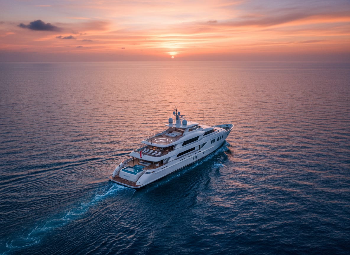 Cruise ship sailing in the warm evening light